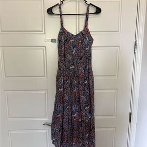 Knox Rose Blue Paisley Maxi Dress with Red Accents